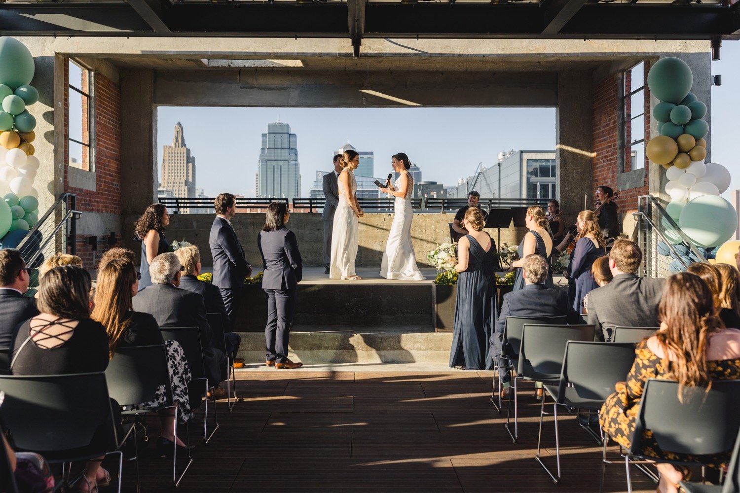 A view of a wedding at Corrigan Station in Kansas City