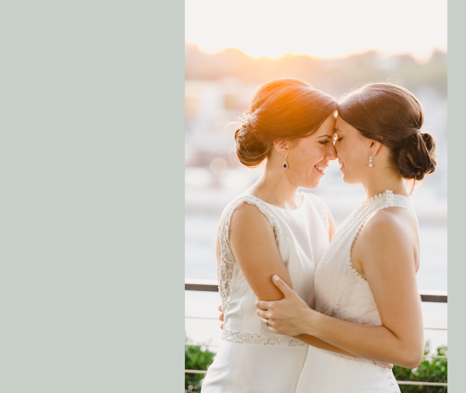  Two brides at sunset on their wedding day at Corrigan Station in Kansas City Missouri Skyline &amp; Co 
