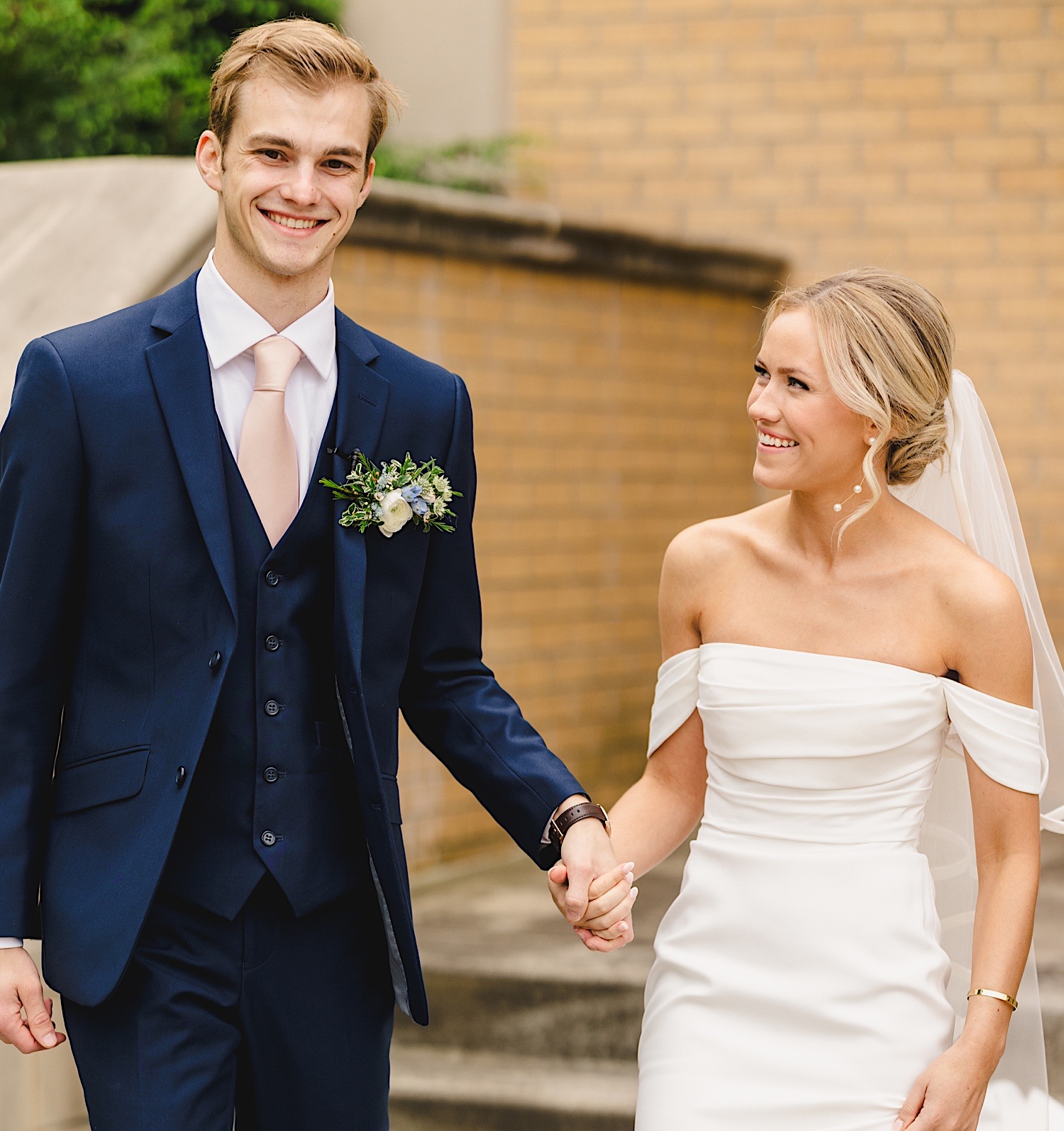 Katie and Jared’s private first look before their wedding ceremony at Saint Michael the Archangel Church