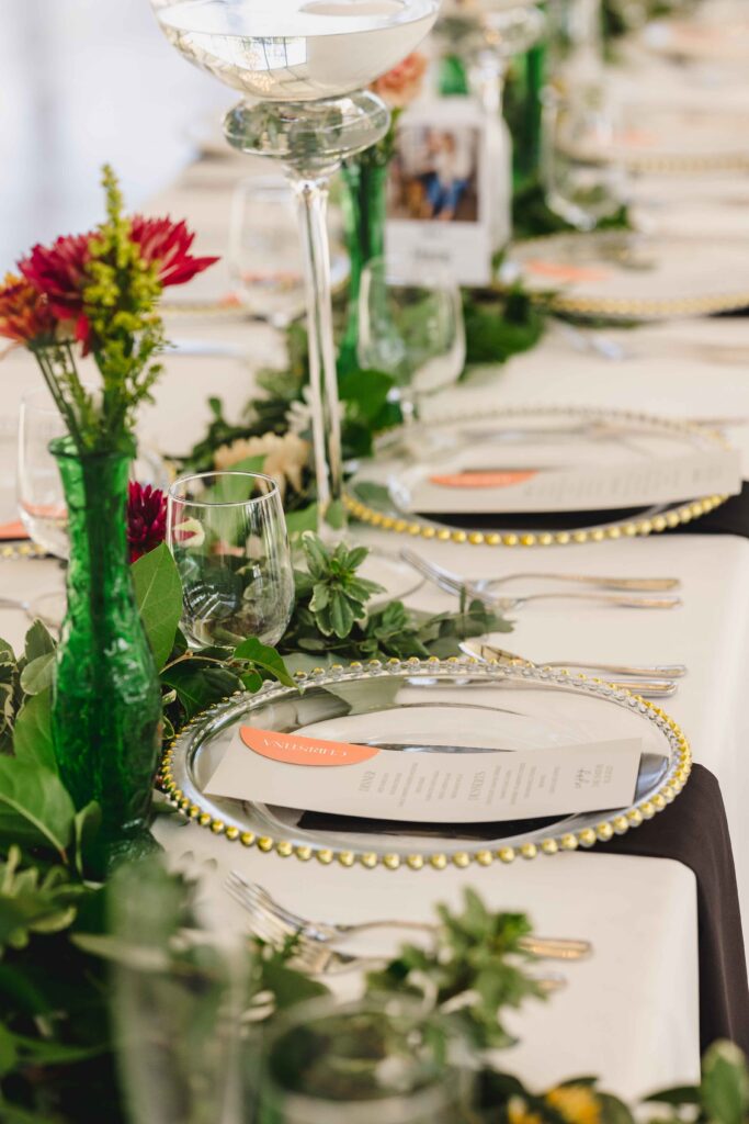 Table details at a luxury wedding at Avent Orangery in Kansas City.