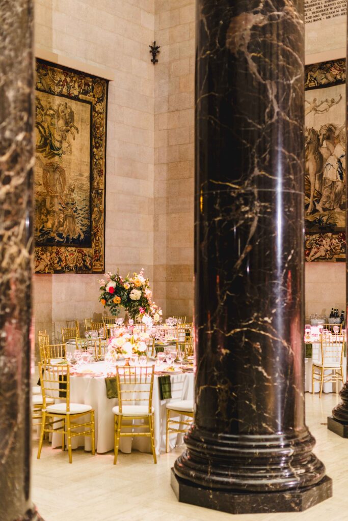 The wedding reception tables at the Nelson Atkins wedding.