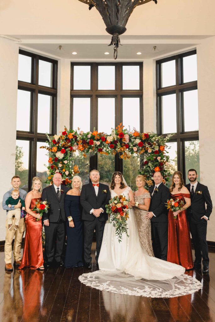 Family photo after the Oakwood Country Club wedding ceremony. 