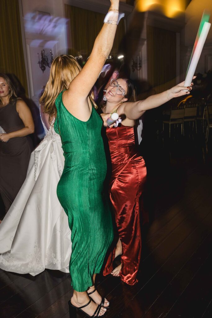 Wedding guests dancing.