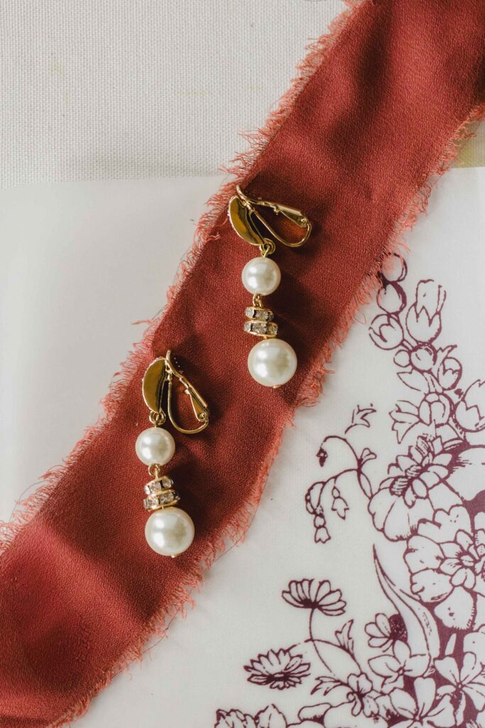 Bride's pearl earrings. 