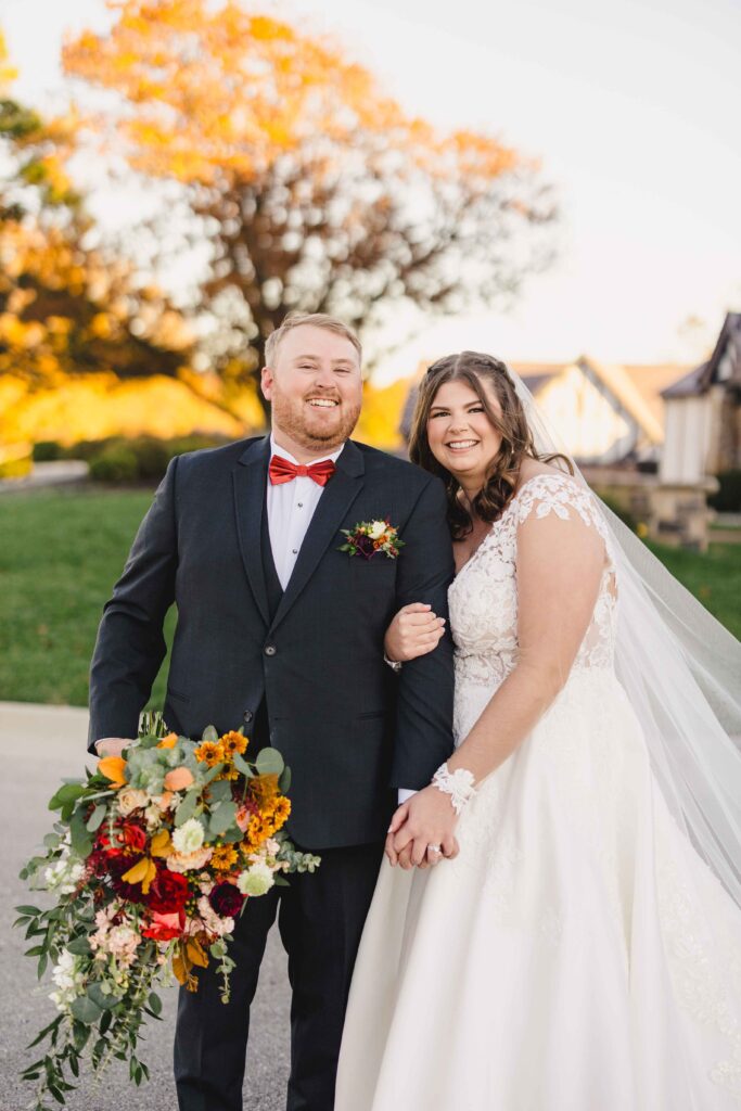 Bride and groom during wedding portraits at their Oakwood Country Club wedding.