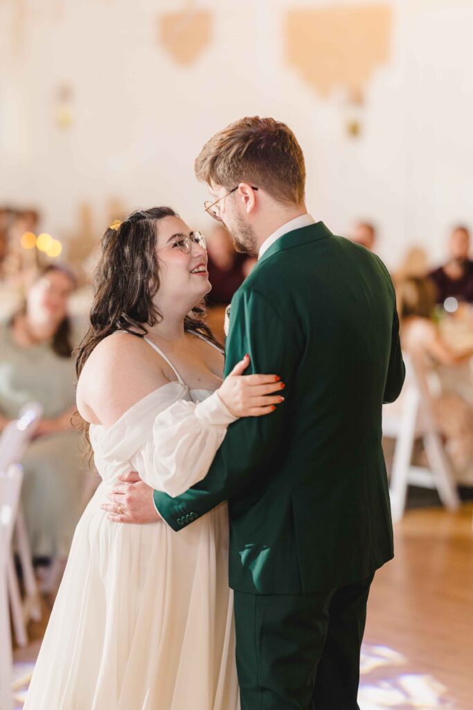 Bride and groom having their first dance at their Kansas City wedding.