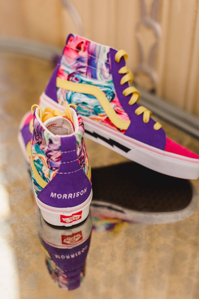 Custom Vans for the bride at the wedding reception.