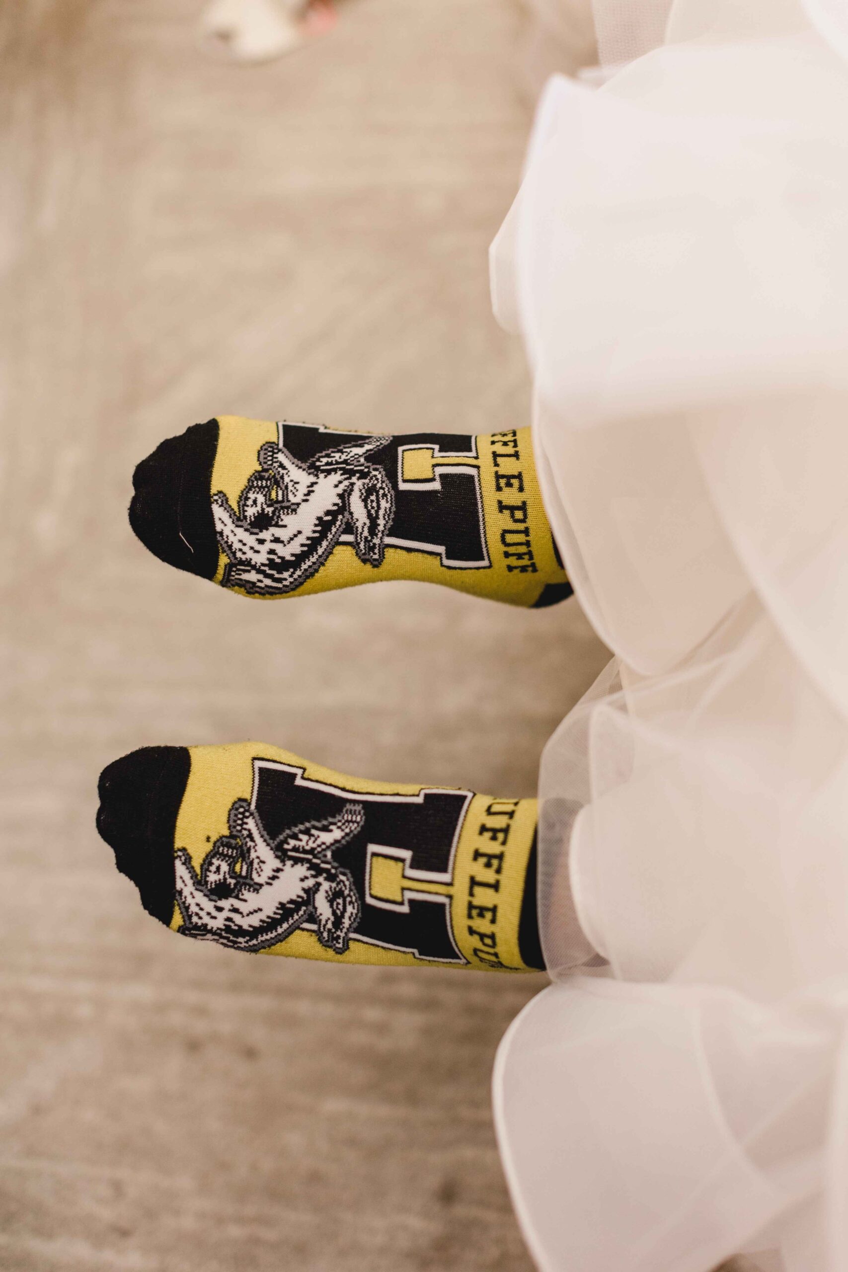 Hufflepuff socks for the bride.
