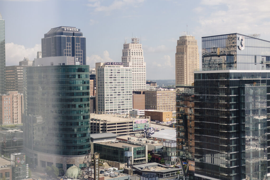 The view from Loews Kansas City Hotel of downtown Kansas City.