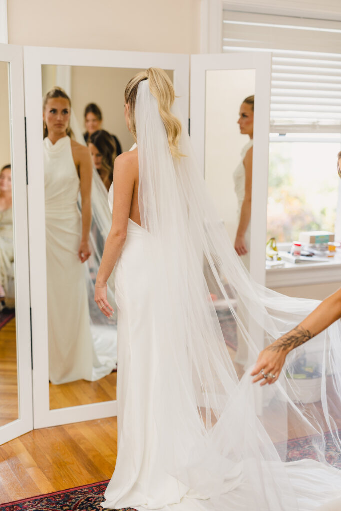 wedding dress and veil
