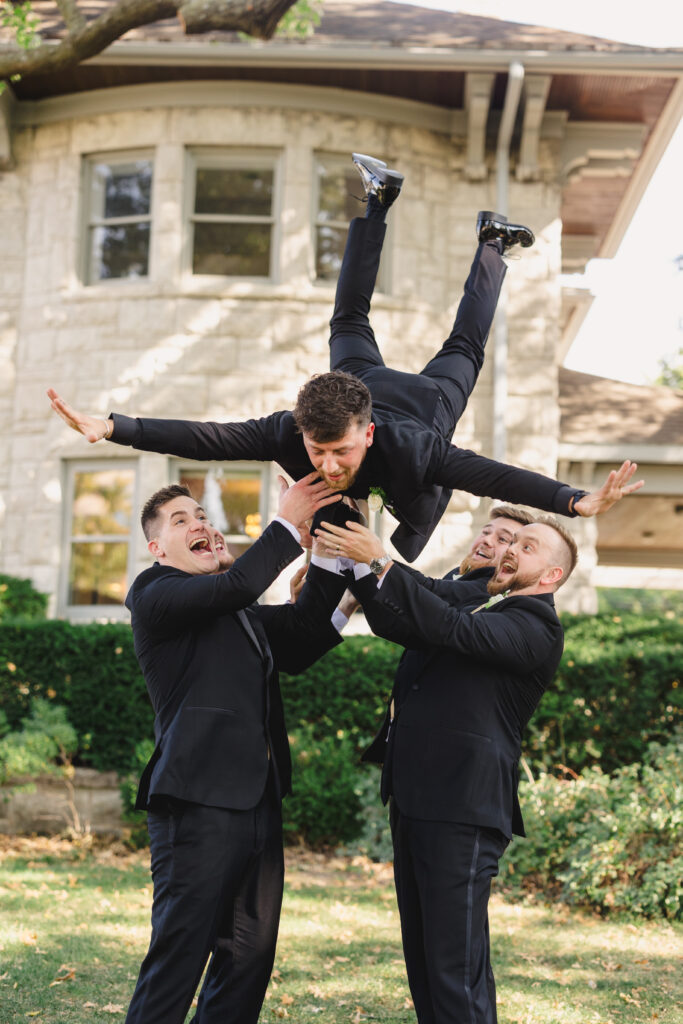 groomsmen celebrating
