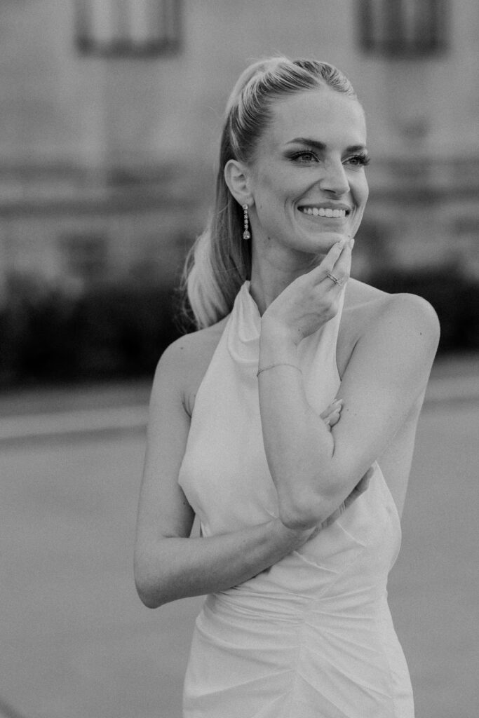 beautiful black and white bridal shot