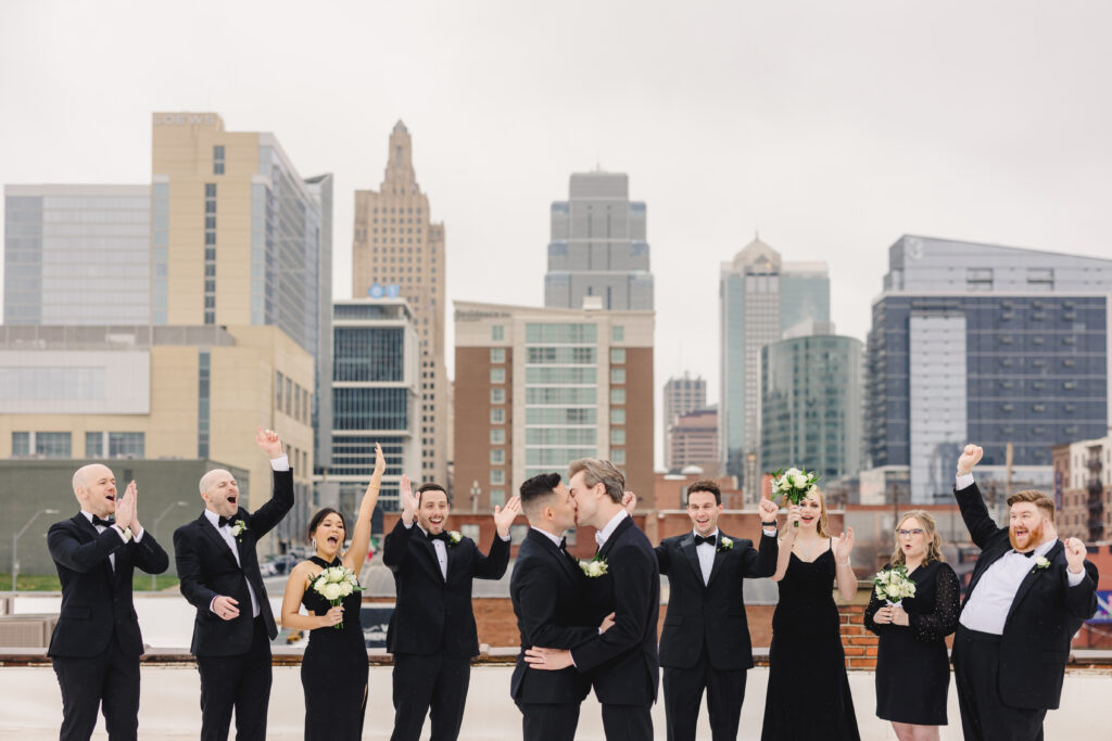 wedding party photography at kansas city wedding