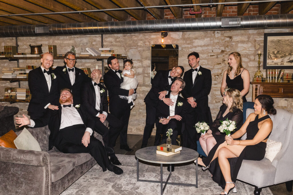 wedding party fun photography at kansas city wedding