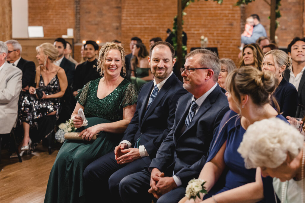 wedding guests at ceremony at kansas city wedding