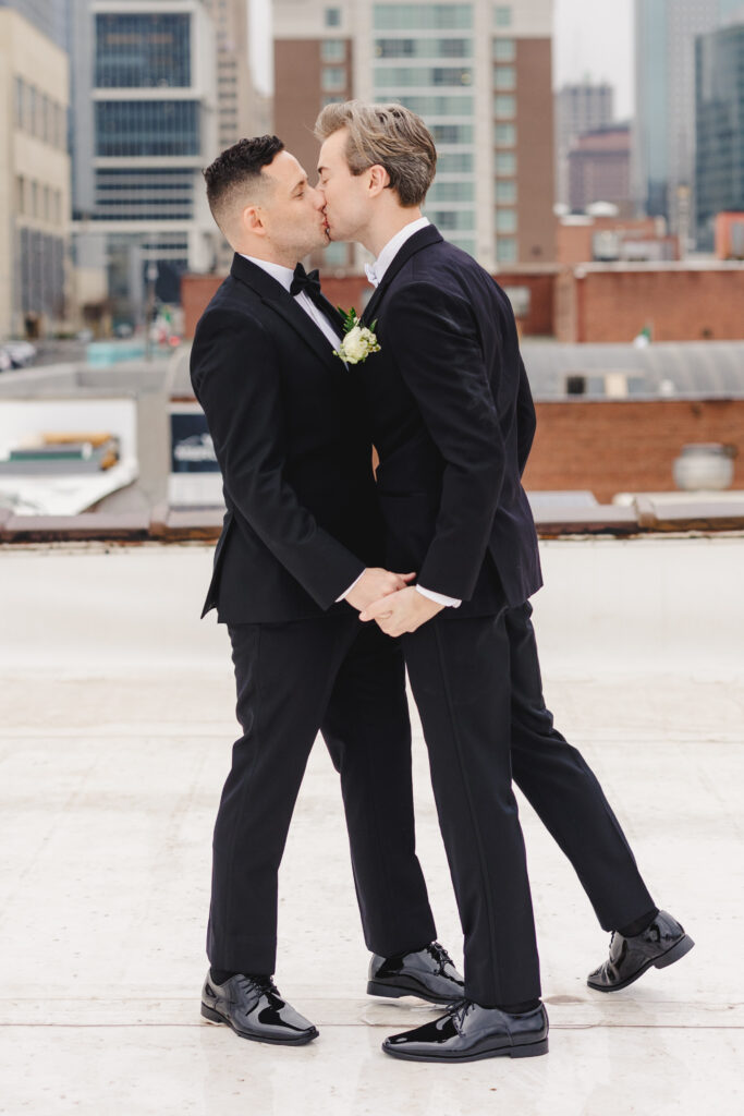 groom and groom photography at kansas city wedding