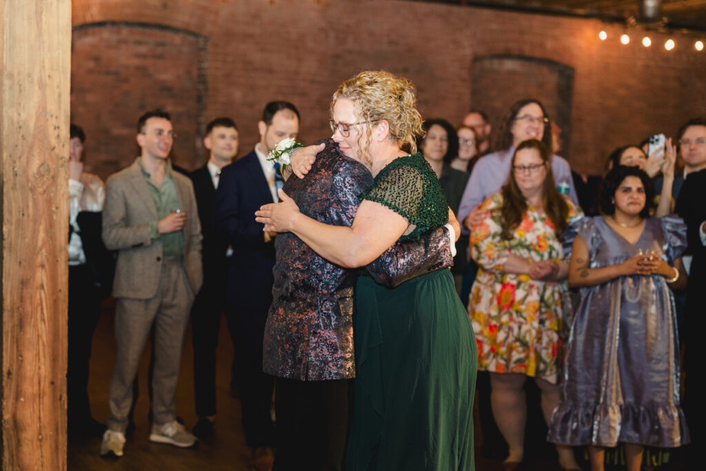 family dancing at evening reception