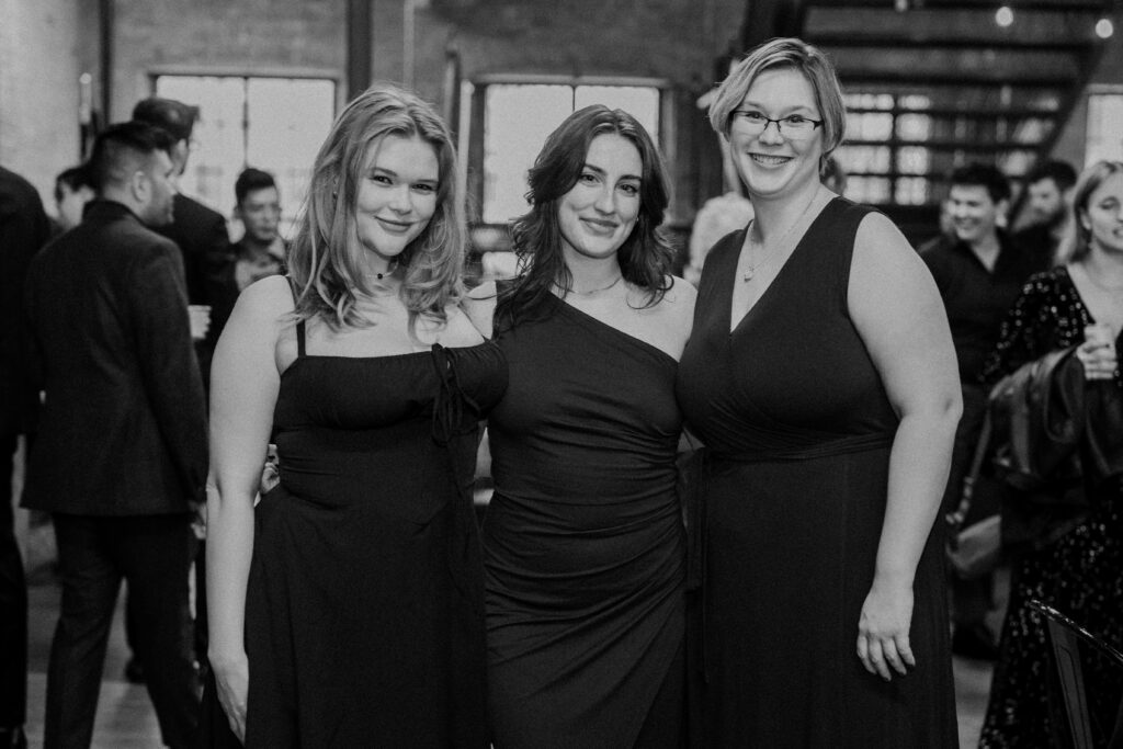 black and white wedding guests