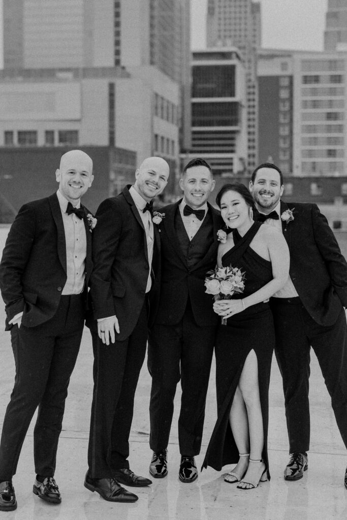 black and white bridal party