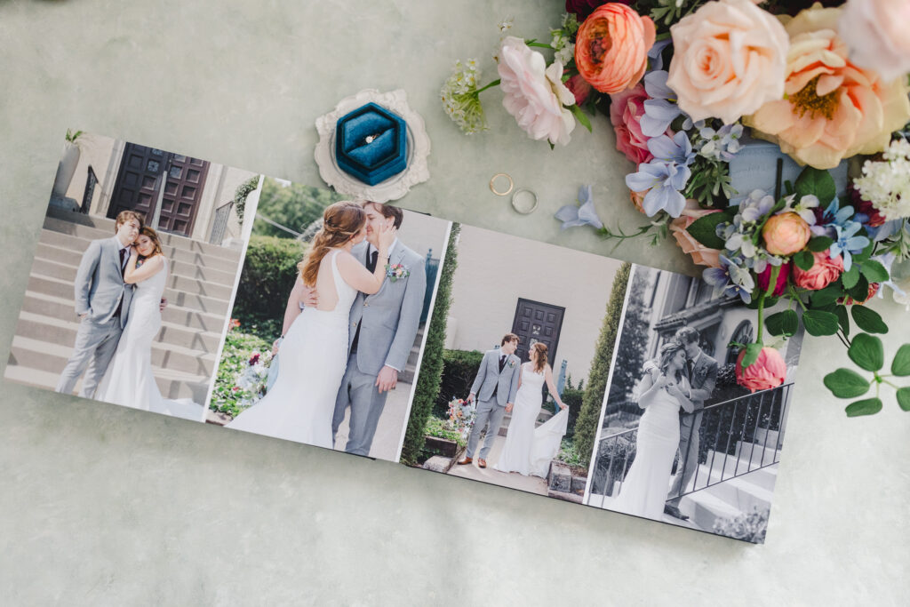 wedding photo album book flatlay