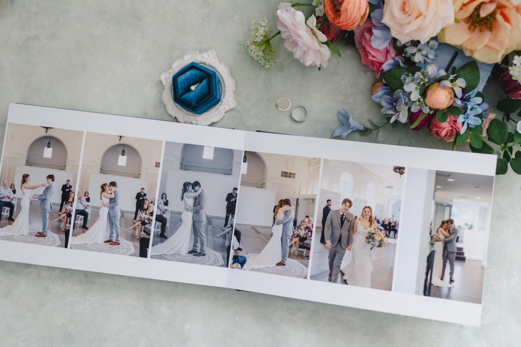 wedding photo album book flatlay