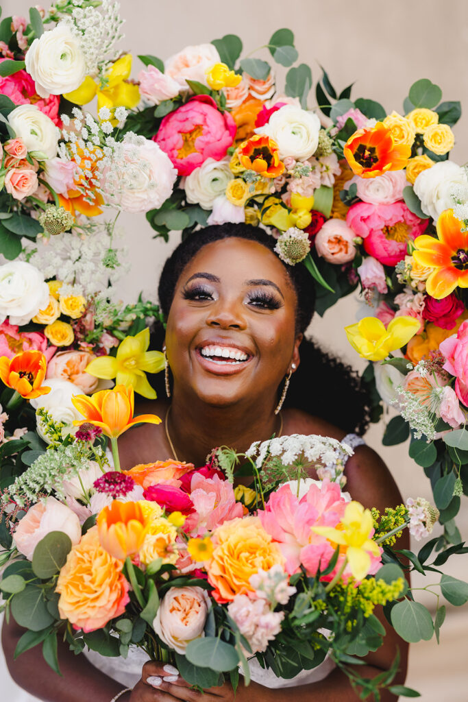 bright florals and bride