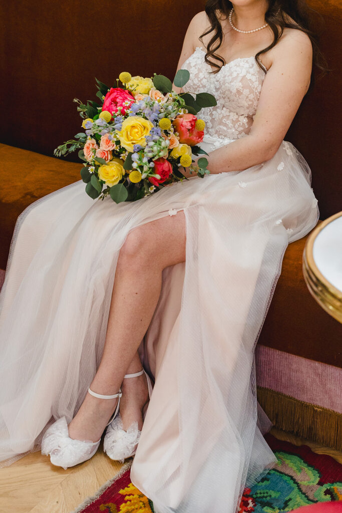 bridal details and wedding dress