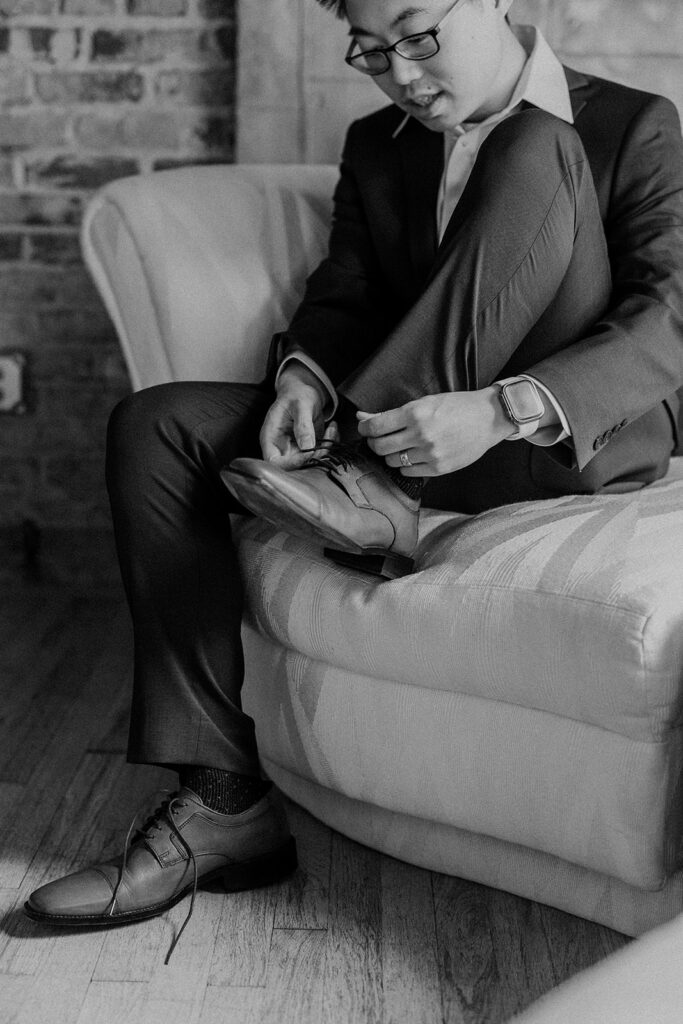 black and white groom photography