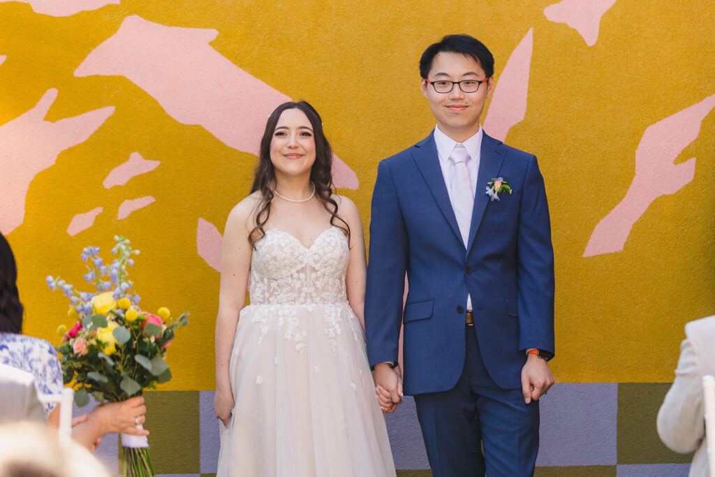 the bride and groom at no vacancy