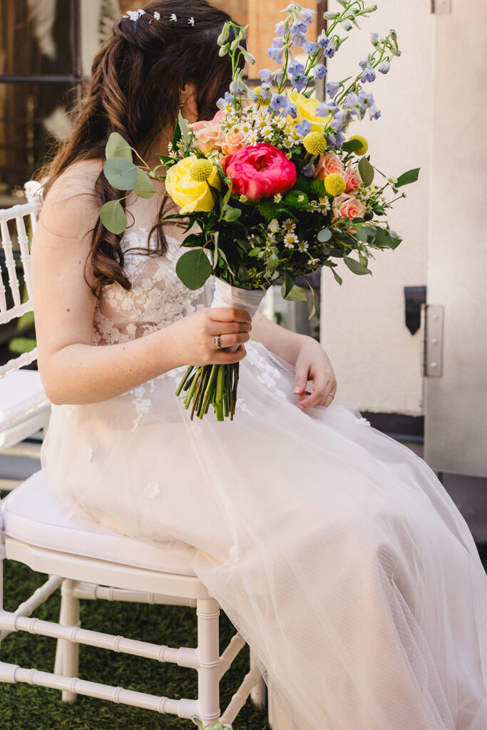 bridal details and floral bouquet