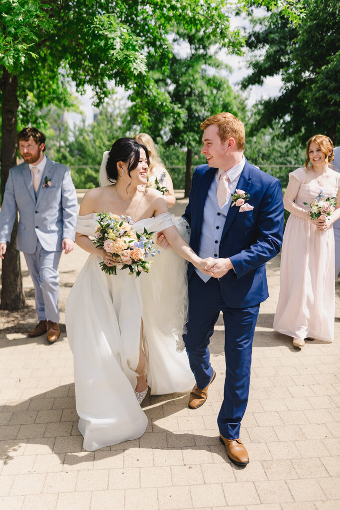 bride and groom exit