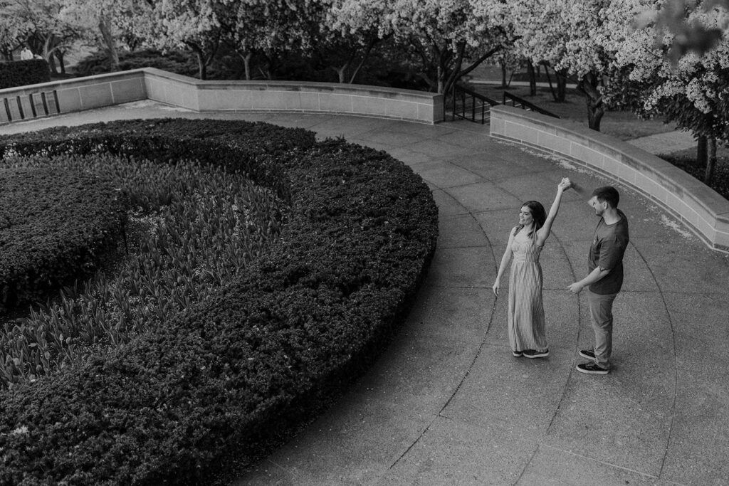 black and white kansas city engagement
