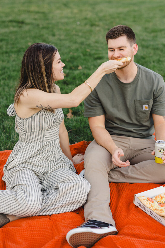 engagement pizza and beer