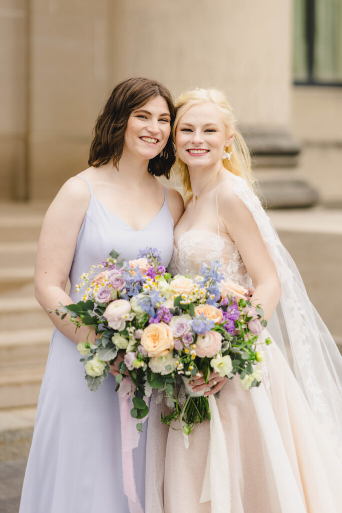 bride and bridesmaid photography