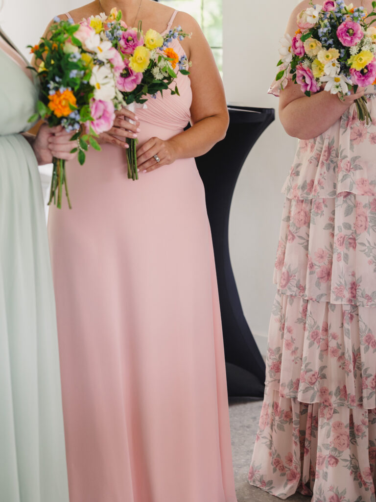 wedding details and faux bridesmaid bouquets