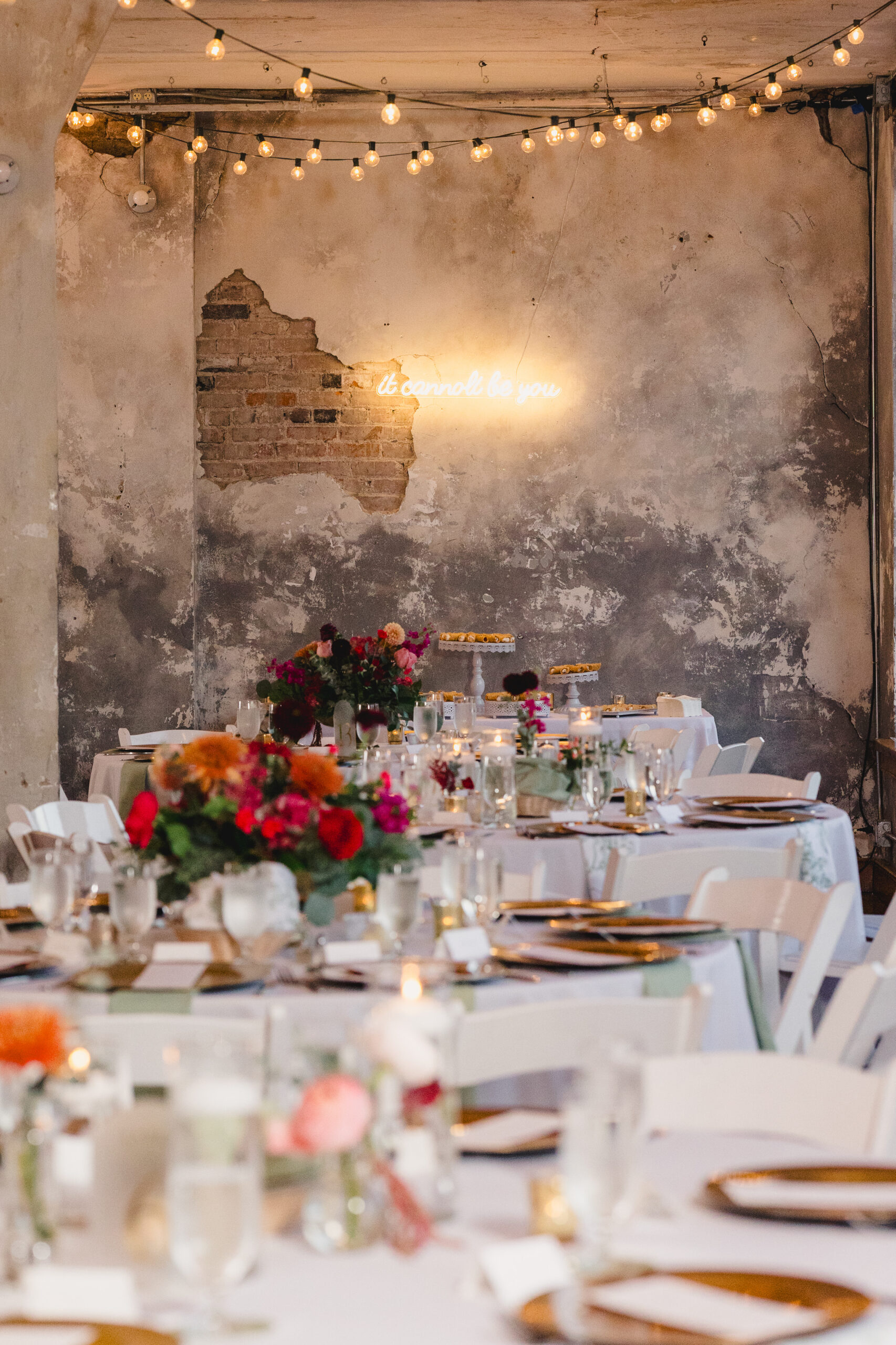 tables set up for a wedding reception inside of the bauer in kansas city 