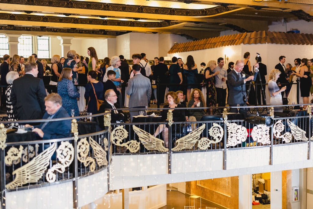 Cocktail hour on the mezzanine level at Madrid Theatre in Kansas City