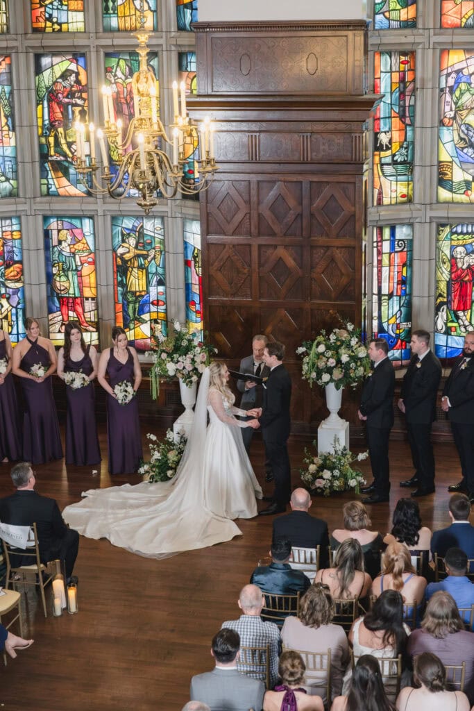 Hotel Kansas City wedding ceremony Tudor Ballroom soaring ceilings